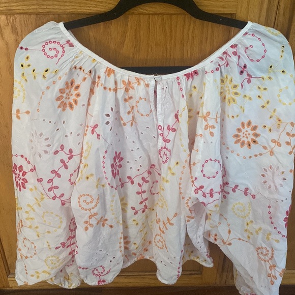 Anthropologie x Maeve White Colorful Floral Eyelet Long Sleeve - Picture 8 of 8
